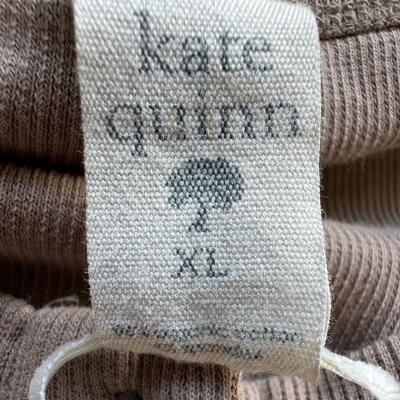 Katie Quinn Organic Cotton Ribbed Henley Tee Tan 3/4 Button NWOT Women’s Size XL - Picture 10 of 10